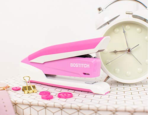 Bostitch Office Inpower Spring-Powered Desktop Stapler, 20 Sheet Capacity, One Finger Stapling, Includes 210 Staples, Jam Free, Opens For Tacking, Breast Cancer Awareness Pink #TOP7