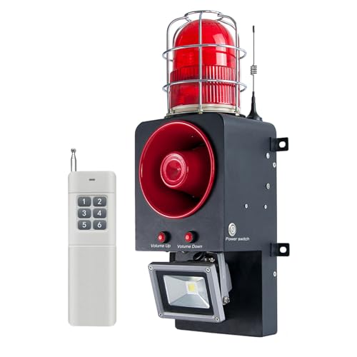 1.24mile Remote Control Emergency Alarm Siren Adjust130dB Horn Strobe Siren with Floodlight for Home Tunnel Factory Port Terminal Mine Metallurgy AC110-120V