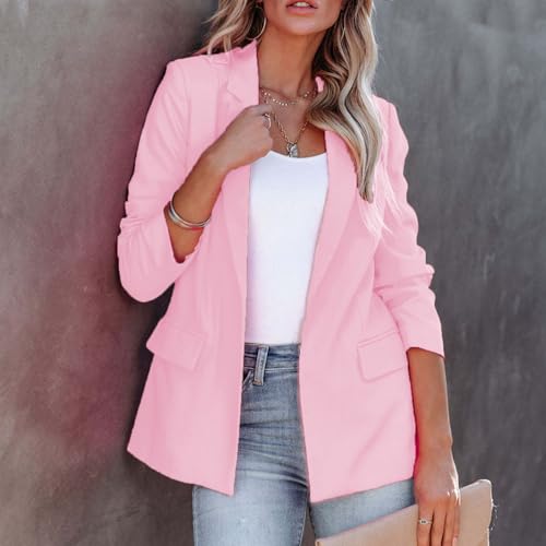 Women Blazers Business Casual Jackets Elegant Office Work Suit Jacket Fashion Long Sleeve Open Front Cardigan Coat Tops2