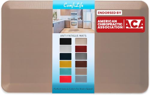 ComfiLife Anti Fatigue Floor Mat – 3/4 Inch Thick Kitchen Mats for Floor, Standing Desk Mat, Kitchen Rug – Comfort at Home, Office – Durable – Stain Resistant – Non-Slip Bottom (20" x 39", Beige)
