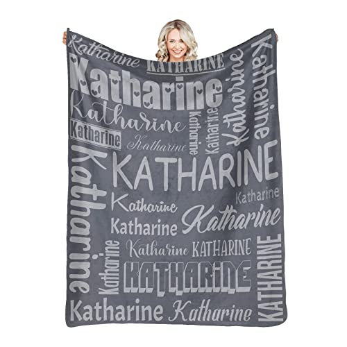 Personalized Blanket for Kids Adults Personalized Name Blanket Custom Blanket with Name Personalized Gifts for Christmas Birthday Valentines Day Mothers Fathers Day (Dark Gray, 50"x60")