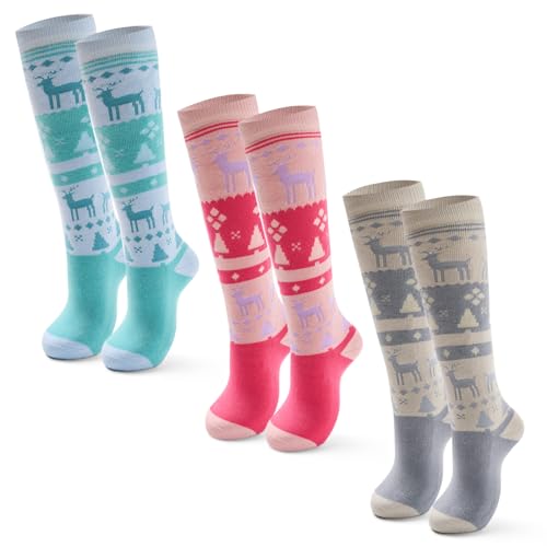 Ski Socks Kids Boys Winter Warm Snowboarding Socks for Boys Girls Thick Thermal Skating Socks 3 Pack