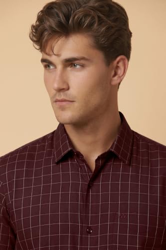 Image of Peter England Men's Half-Sleeves Checkered Regular Fit Shirt