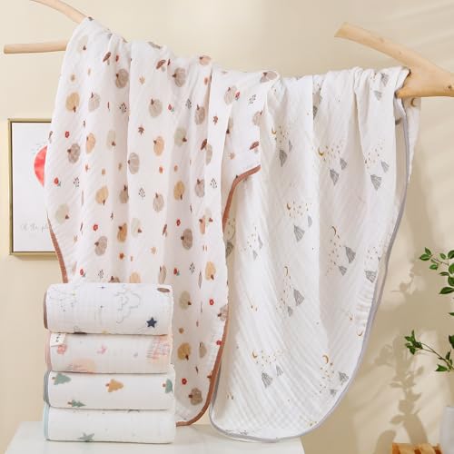 Image of Ultra Soft 6-Layer Muslin Baby Blanket 43 inchx43 inch Happy Fall Pumpkin Breathable Lightweight Muslin Cotton Swaddles Bed Blankets for Toddlers Babies Newborn Birthday Gifts All Seasons