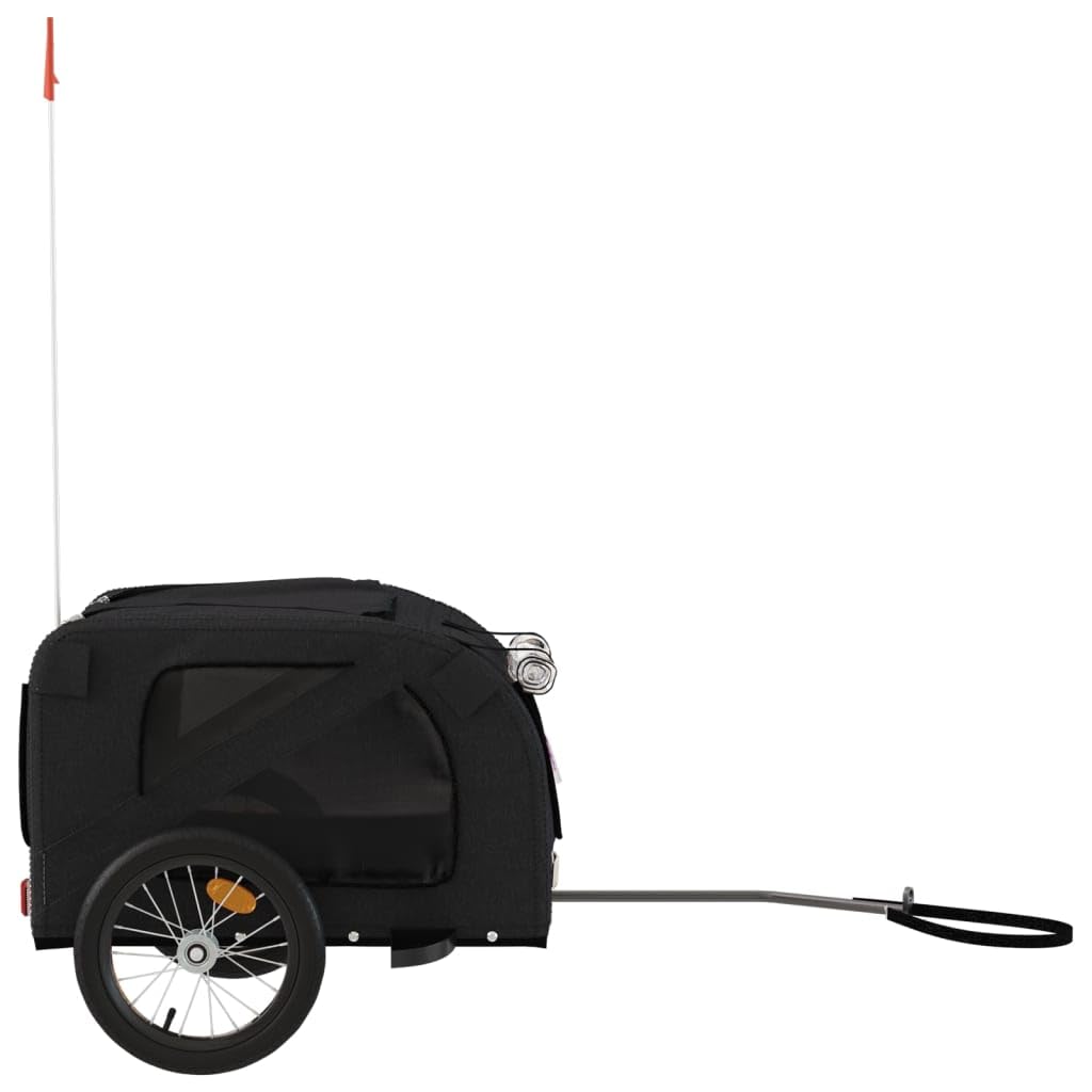 Przyczepa rowerowa dla psa, czarna, tkanina Oxford, żelazo, składana, przenośna, z osłoną ochronną, na spacery, wędrówki, urlop, do 45 kg