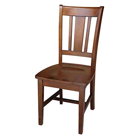 IC International Concepts, Set of Two San Remo SplatBack Dining Chairs, Espresso, 225lbs wt capacity, Solid Real Wood, Sturdy Parawood, Espresso Cover