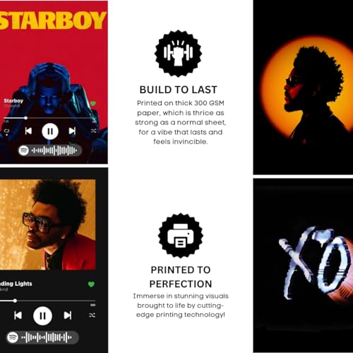 Image of Funk You Store The Starboy Weeknd Vibin' Collage | 14 A5 Size Sheets | The Weeknd Inspired Home Decoration | Posters, Spotify Codes, and Photos | Double-Sided Tape Included