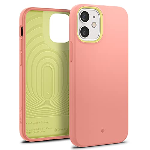 Image of CASEOLOGY Nano Pop Back Cover Case Compatible with iPhone 12 Mini (Thermoplastic Polyurethane and PC | Peach Pink)