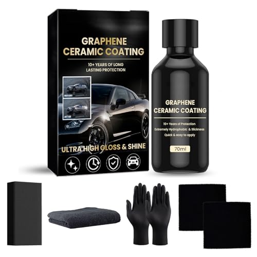 Advanced Ceramic Coating For Cars - Ceramic Auto Detailing Kit - 10+ Years Of Long Lasting High Gloss - Super Hydrophobic, Anti-Scratch, Car Sealant Protection - Easy To Apply After Washing - 70ML