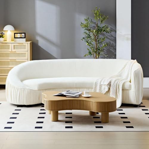 Curved Velvet Sofa - Modern Design White Sofa for Home