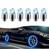 Yumfugu 6 PCS Car Hot Wheels Wheel Hub Light, American Style Flashing Breathing Light with Inner Tube Valve, Cool Lighting Modification Accessories, for Most Cars, Bicycles, Motorcycles (Blue)