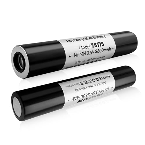 OHZHAO 2pack 75175 Battery 3.6V 3600mAh Ni-MH Compatible with Streamlight Stinger 75175 75375 75300 75500 75810 76000 76300 PolyStinger Pelican M9 FL126 Flashlight