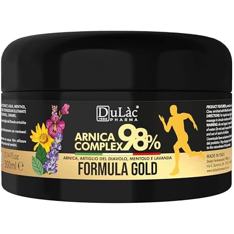 Dulàc - Arnica Gel Montana Enriched with Devil's Claw for Muscle and Joint Massage, Bruising and Swelling - Arnica Montana Complex 98% 10.14 Fl Oz, Gold Formula Cover