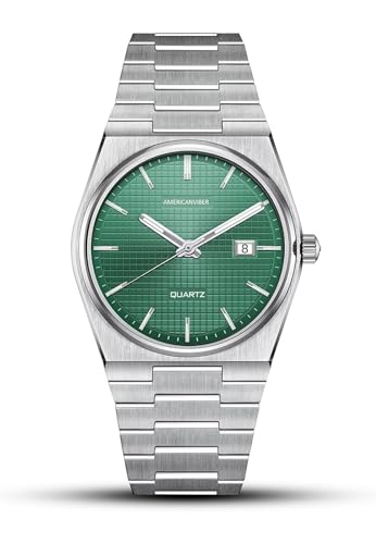 Image of AMERICANVIBER, Stainless Steel Date Display Mens Wrist Analogue Watch, Dial-Color:Multicolour, Band Color:Silver