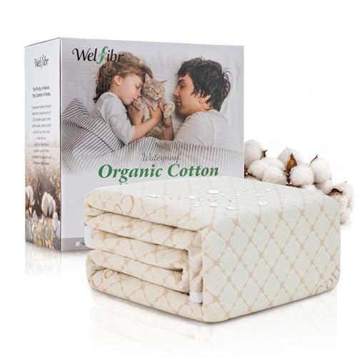 Welfibr Waterproof Mattress Protector Organic Cotton Surface Mattress Protectors Twin Size Noiseless 3D Air Fabric Mattress Cover Breathable Protectors Bed Cover Washable Covers Deep Pocket 39X75