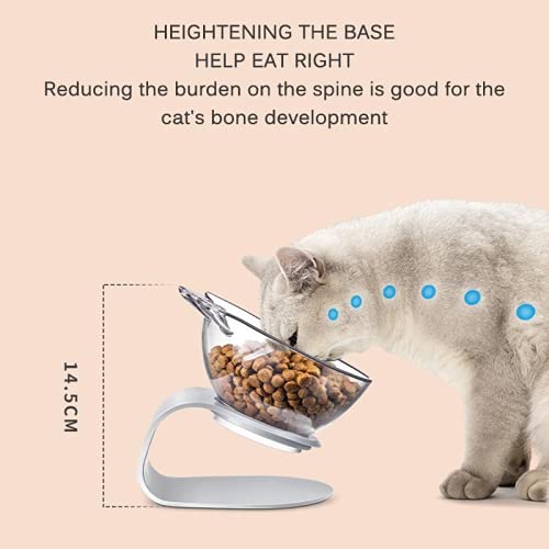 Gutongyuan Cat Bowls,15°Tilted Cat Food Bowl Cat Feeding Bowl Raised With Stand thumb #2