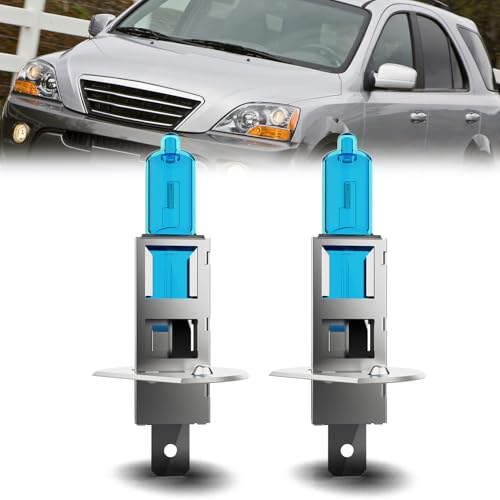 Image of Headlight Bulbs Compatible With Kia Sorento 2003-2006,H1 High Beam Halogen Light Bulb Combo,Super Bright 6000K White,Plug and Play,Pack of 2