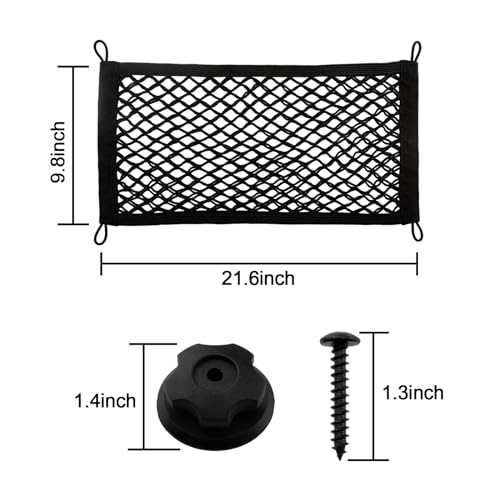 VEHIRIE 2 Pack Small Cargo Net Pocket Storage Pouch Bag 21 x 9.8 Inches RV Netting Elastic Automotive Cargo Nets with 8 Mounting Screws, Storage Mesh for Car Trunk SUV Boats by VEHIRIE - Image 3