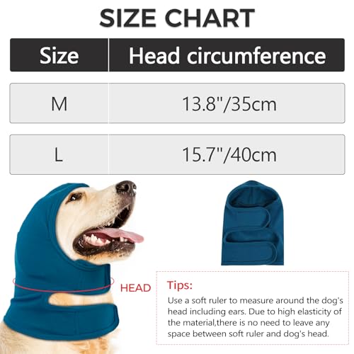 Image of NACOCO Dog Calming Hoodie - Adjustable No Shake Dog Ear Covers Pet Head Ear Wrap Muffs Noise for Grooming Bath Fireworks(Dark Blue, L)