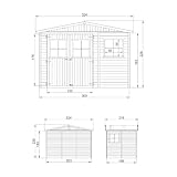 Timbela M334 Blockbohlen Gartenhaus aus Holz - Kiefer / Fichte Chalet- 318x220 cm