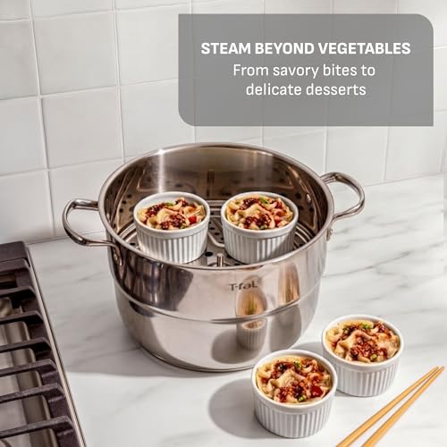 Image of T-Fal Specialty 7.2 Quarts Stainless Steel Pan Stockpot with Lid, Induction Compatible, Dishwasher Safe, Oven Safe to 500F, Stew Pot, Silver