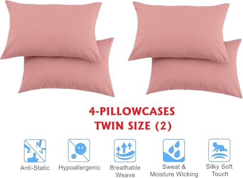 Elegant Comfort Luxury Soft Bed Sheets 1500 Premium Hotel Quality Microfiber Softness Wrinkle and Fade Resistant (6-Piece) Bedding Set, Full, Dusty Rose