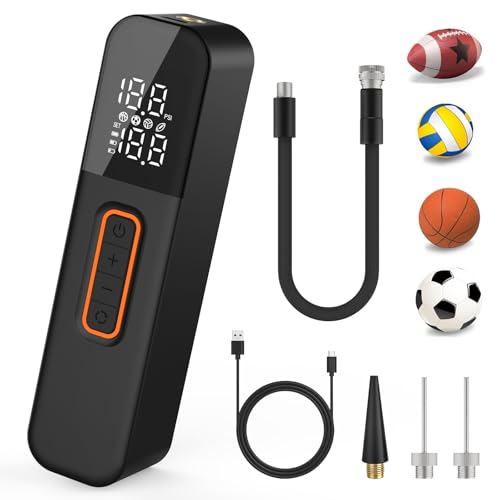 Image of Ball Pump for Sports Balls, Electric Basketball Pump with 2 Needles &1 Air Nozzle, Digital Display Pressure Gauge, Fast Inflation, Ball Pump for Basketball Soccer Football Volleyball