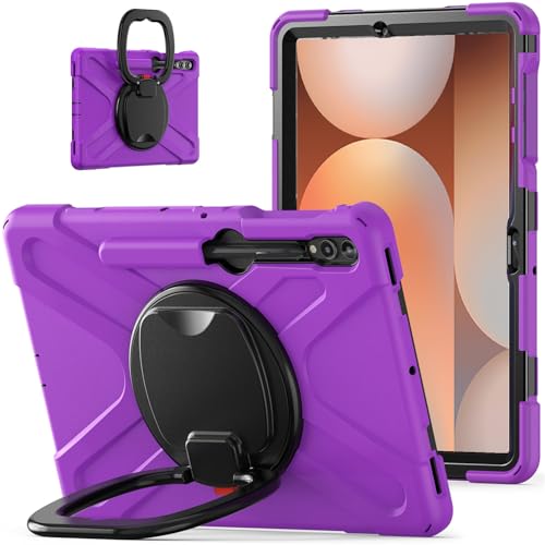 Coque Samsung Galaxy Tab S9 FE+ antichoc avec bandoulière et poignée rotative 360°