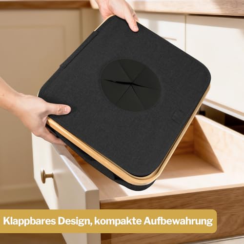 PeranoRidia 100L Pfandflaschen Sammelbehälter [INKL. TRAGETASCHE], Flaschensammler Leergut, PET Flaschen Pfandbehälter, Pfandsammler Organizer and Altglas Aufbewahrung mit Einwurf, Schwarz