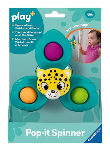 Ravensburger 4868 Play+ Pop-it Spinner: Leopard, Saugnapf-Spielzeug, Silicone-Spielzeug, Baby-Spielzeug ab 6 Monate