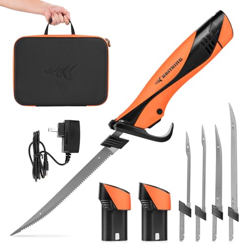 Comparison: Best Electric Knife For Filleting Fish 6 KastKing Speed Demon Pro Lithium-ion Electric Fillet Knife - Cordless Rechargeable Fishing Knife with 4 Blades, High Torque Motor with Extended Battery Life, Ergonomic Handle and Custom Carry Case