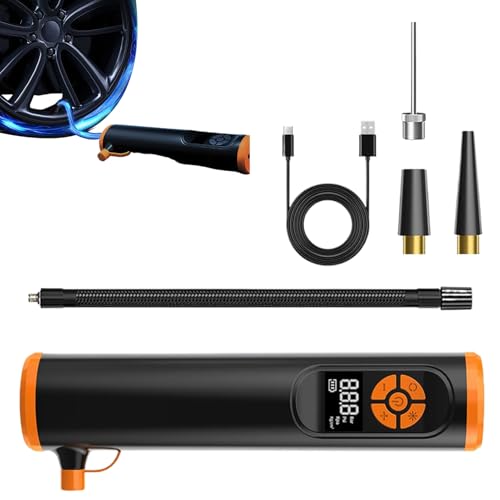 Bomba de aire portátil - con indicador digital de luces LED, inflador de neumáticos, compresor de aire portátil, para motocicleta, bicicleta, scooter eléctrico, juguetes inflables, flotadores de