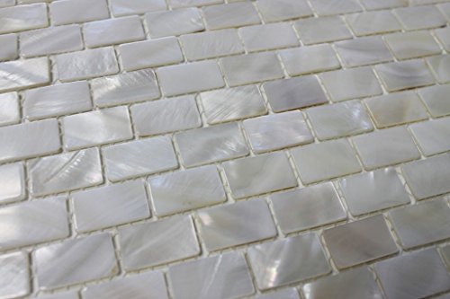 10 Square Feet - Mother of Pearl Oyster White Small Subway Mosaic Tiles