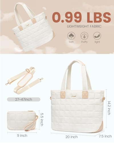 Lovevook Puffer Tote Bag For Women, Fits 15.6 Inch Laptop Bag Quilted Women Tote Bag With Zipper, Large Puffy Work Bag Purse Shoulder Bag For Travel Gym Everything Weekend thumb #3