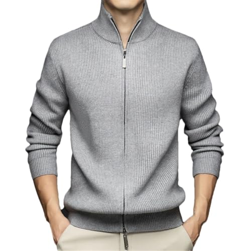 Men's Woolen Clothes Zipper Cardigan Thick Knit Long Sleeve Classic Solid Sweater Cardigan