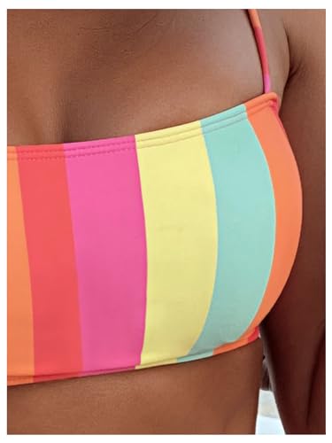SOLY HUX Women's Bathing Suits Striped Spaghetti Strap High Waisted Bikini Sets Two Piece Swimsuit3