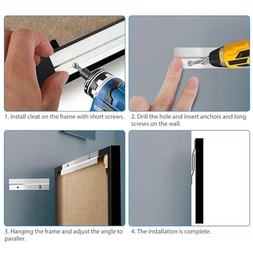 Image of Cleat Picture Hanger 12 Pcs Hardware Kit for Hanging Plywood Picture Hooks, Wall Bracket Hardware Kit Aluminum Z Bar Hangers
