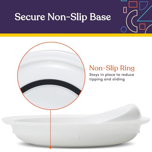 Special Supplies Adaptive Spill-Proof Scoop Plates- Dishes with Wall for Disabled, Elderly Adults with Special Needs from Parkinson's, Dementia, Tremors- 3 Pack (White, Blue, Red) - Image 6