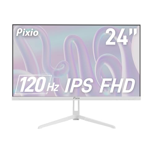 Pixio PX246 Wave White 24 inch 120Hz Refresh Rate FHD 1080p Resolution IPS Panel 4ms GTG Response Time Gaming Monitor with Adaptive Sync