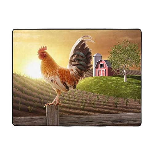 Tapis imprimé coq et ferme en mousse à mémoire de forme pour salon - 3