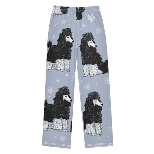ZZXXB Winter Poodle Boys Long Pants Soft Trousers Elastic Waist Kids Lounge Bottoms with Pockets S-XL