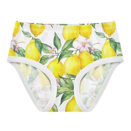 Joisal Watercolor Yellow Lemons Girl Panties Cute Toddler Girls Underwear Cotton Flower Briefs Undies Kids 2t