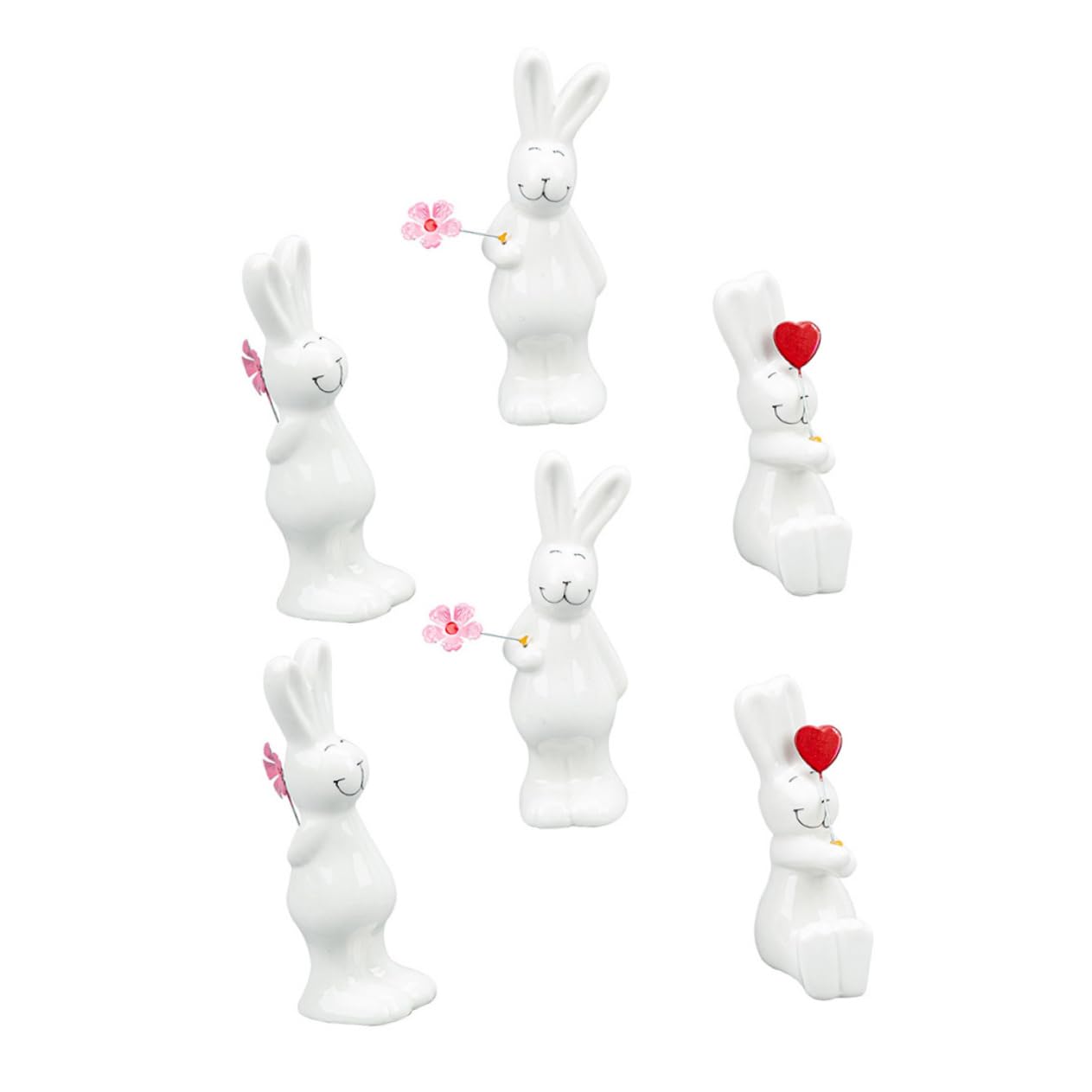 Cabilock 6pièces Décoration De Table Forme De Lapin Statue Décorative Céramique Accessoire De Photographie pour Maison Et Bureau