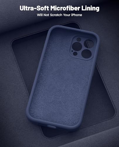 Image of DIZORO Microfiber Square Candy Case Compatible for iPhone 14 PRO, Shockproof Slim Back Cover Gel Rubber Liquid Silicone Case - Blue