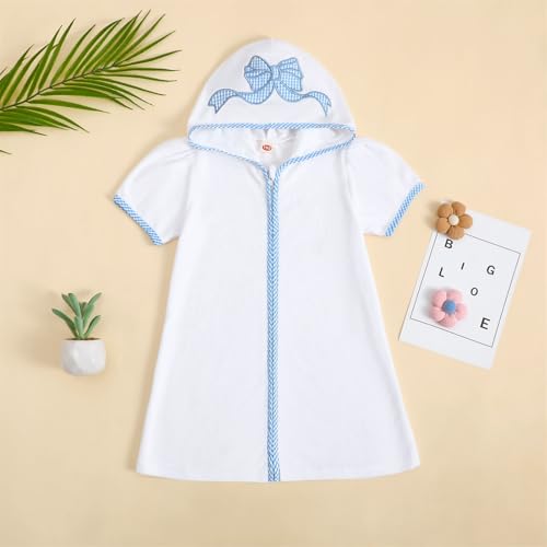 Image of Baby Girls Boys Terry Cloth Swim Cover Up Zip Up Hooded Bathing Suit Coverup Wraps Kid Summer Pool Beach Swimsuit