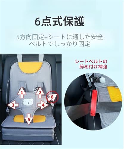 Anfiodasポータブルキッズシート 簡易タイプベビー補助クッション 0-3-6 才乳幼児対応多目的座面 車載・家庭・外出両用汎用座椅子 (小サイズ,ベージュ,増高モデル) (薄い灰色,（生後6ヶ月～6歳）34*68*1.5cm) [5]