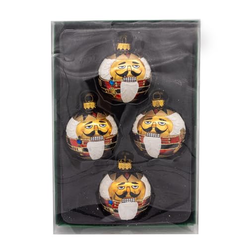 Kurt Adler 65MM Glass Nutcracker Design Ball Ornaments, 4-Piece Box