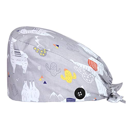 CHUANGLI Cute Printed Working Cap with Sweatband Adjustable Bouffant Hats for Women/Men