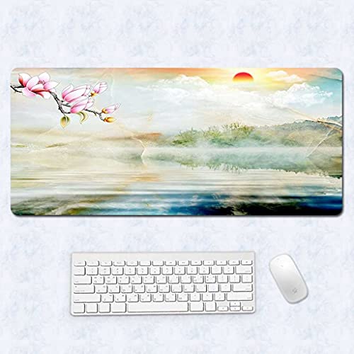 Tapis de souris gamer xxl paysage rouge 900x400 mm avec base caoutchouc