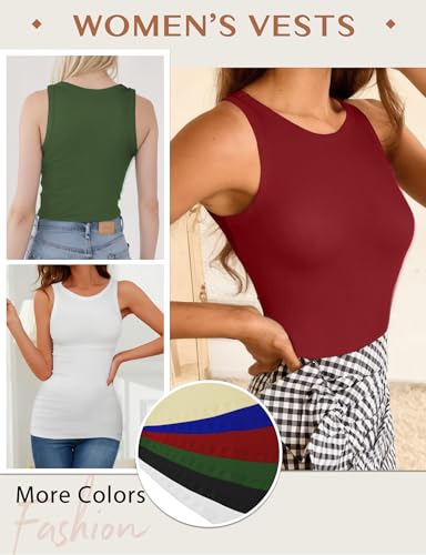 AURUZA 2PCS Tank Tops for Women, Racerback Ribbed Tank Top, Women Slim Knit Basic Tops Going Out Tops Long Sleeveless Shirt4